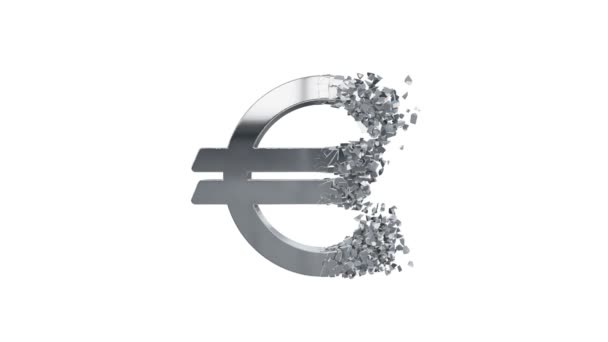 Трещина в знаке евро — стоковое видео