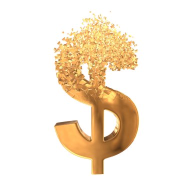 Kırık altın dolar işareti 3d