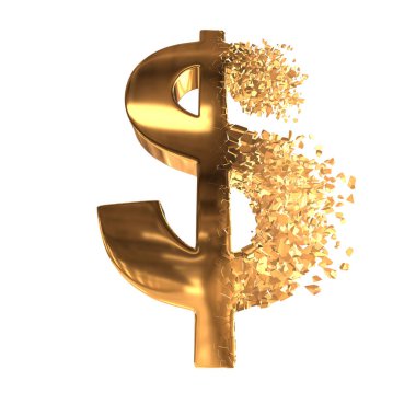Kırık altın dolar işareti 3d