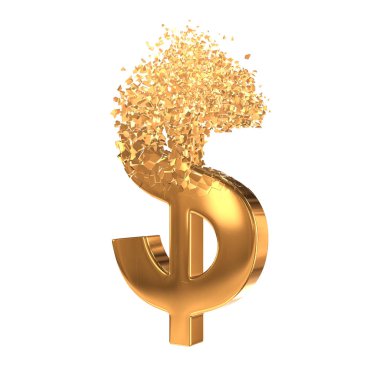 Kırık altın dolar işareti 3d