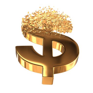 Kırık altın dolar işareti 3d