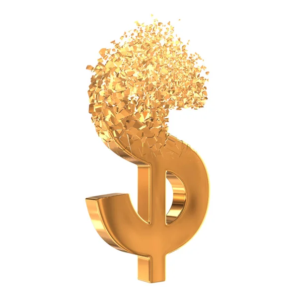 Fractured Gold Dollar sign 3d — Stock Photo, Image