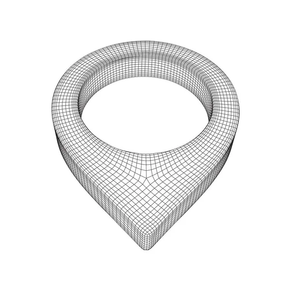 Geografisk karta pin wireframe mesh — Stock vektor