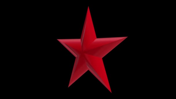 Красная трехмерная звезда вращается — стоковое видео