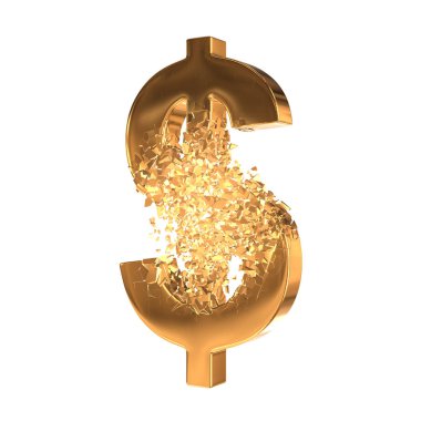 Kırık altın dolar işareti 3d