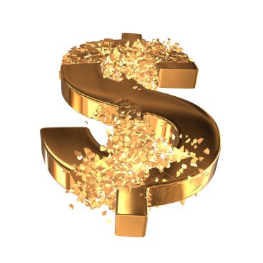 Kırık altın dolar işareti 3d