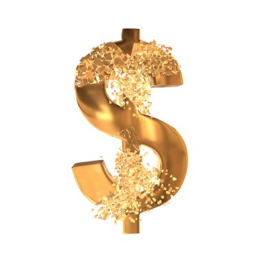 Kırık altın dolar işareti 3d