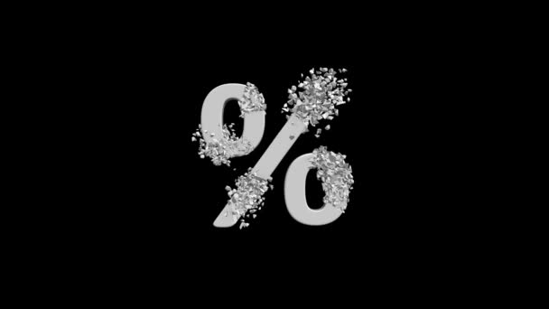 Fractured Percentage Sign Modelo Com Efeito Desaparecimento Conceito Desconto Disponível — Vídeo de Stock