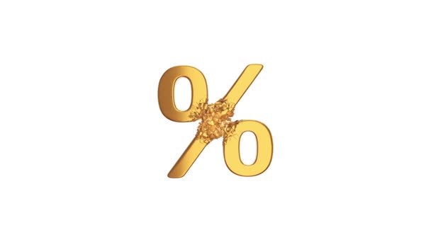 Porcentaje fracturado signo de descuento 3d — Vídeo de stock