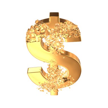 Kırık altın dolar işareti 3d