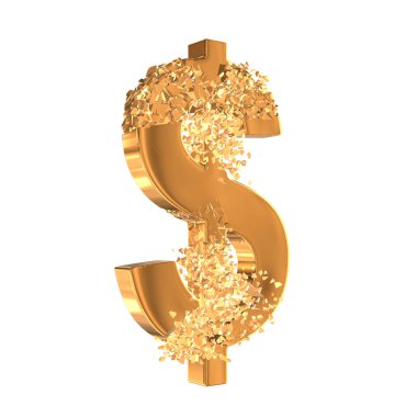 Kırık altın dolar işareti 3d