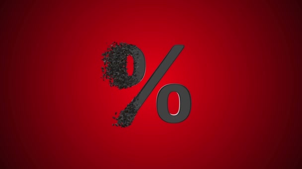 Fractured Black Percentage Sign Modelo Com Efeito Desaparecimento Conceito Desconto — Vídeo de Stock