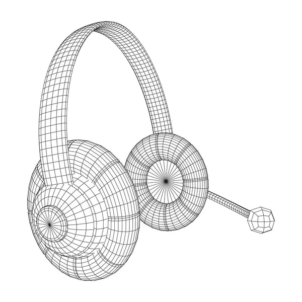 Sluchátka nebo sluchátka s mikrofonem pro podporu drátový — Stockový vektor