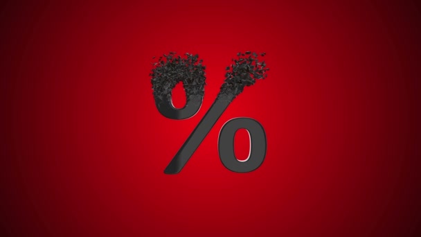 Fractured Black Percentage Sign Modelo Com Efeito Desaparecimento Conceito Desconto — Vídeo de Stock