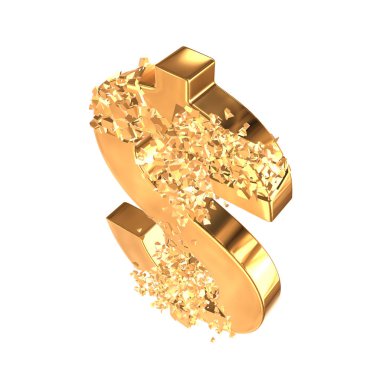Kırık altın dolar işareti 3d