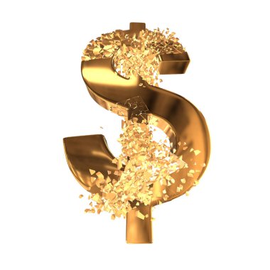 Kırık altın dolar işareti 3d