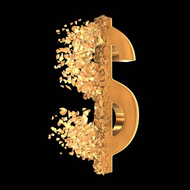Kırık altın dolar işareti 3d
