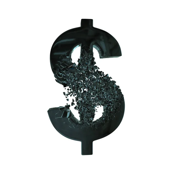 Signo de dólar fracturado 3d —  Fotos de Stock
