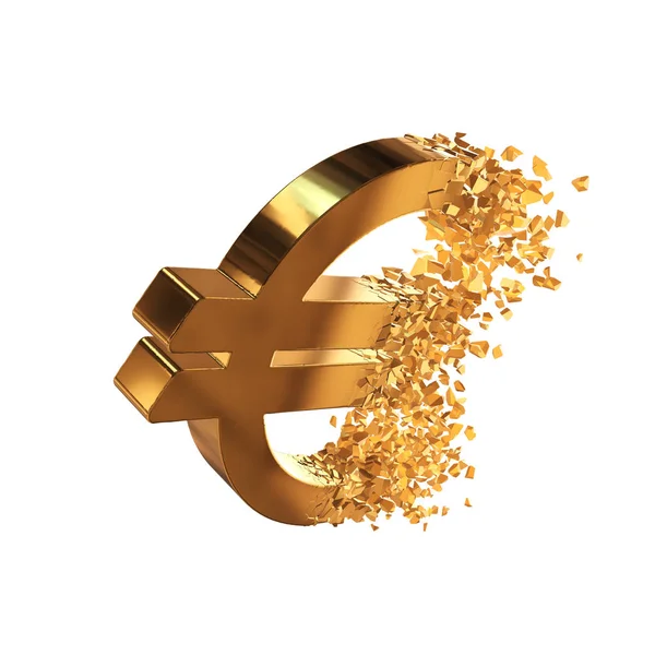 Gebroken Euro ondertekenen 3d — Stockfoto