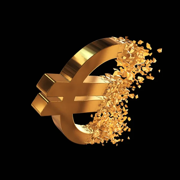 Трещина в знаке евро — стоковое фото