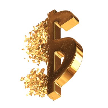 Kırık altın dolar işareti 3d