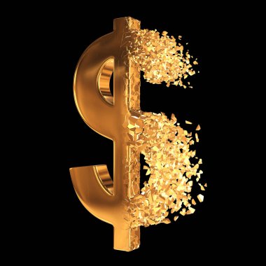 Kırık altın dolar işareti 3d