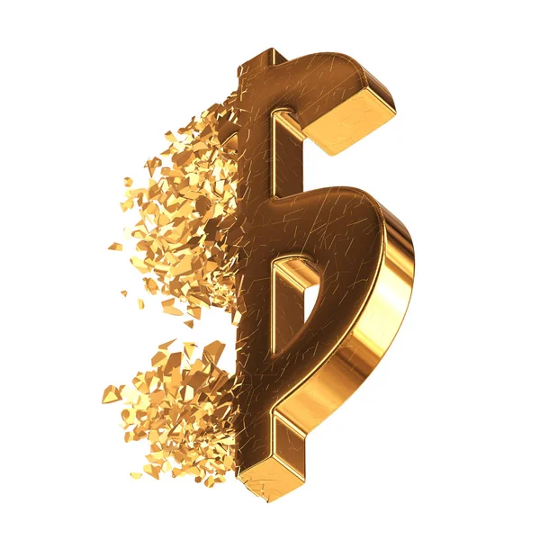 Fractured Gold Dollar sign 3d — Stock Photo, Image