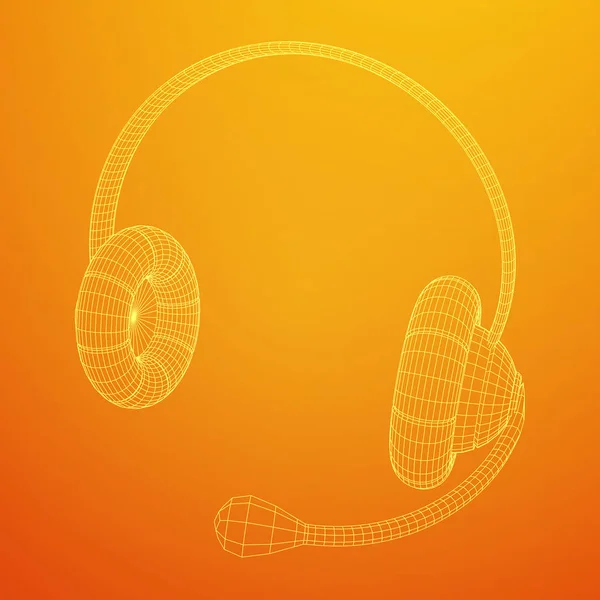 Headphone ou fone de ouvido para suporte wireframe —  Vetores de Stock