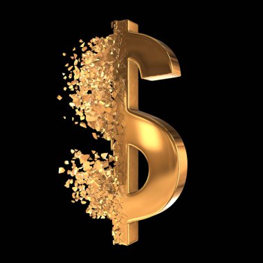 Kırık altın dolar işareti 3d