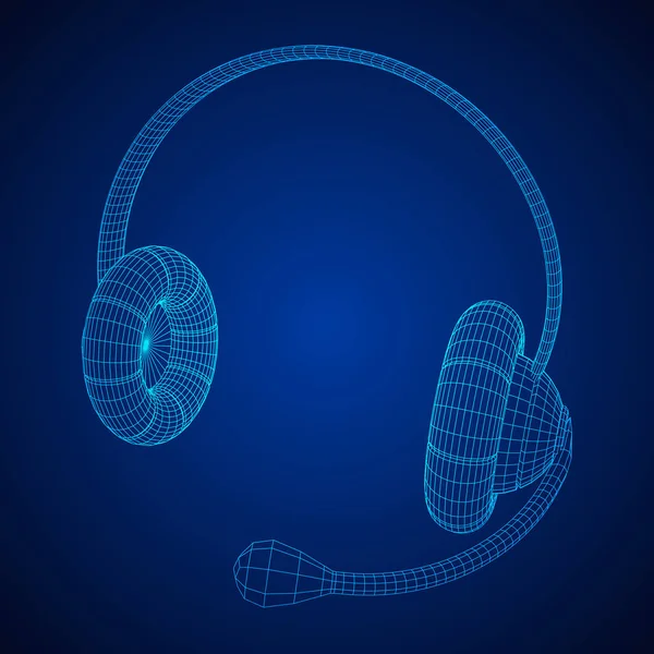 Headphone ou fone de ouvido para suporte wireframe —  Vetores de Stock