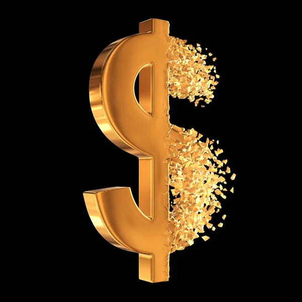 Brutna guld Dollar logga 3d — Stockfoto