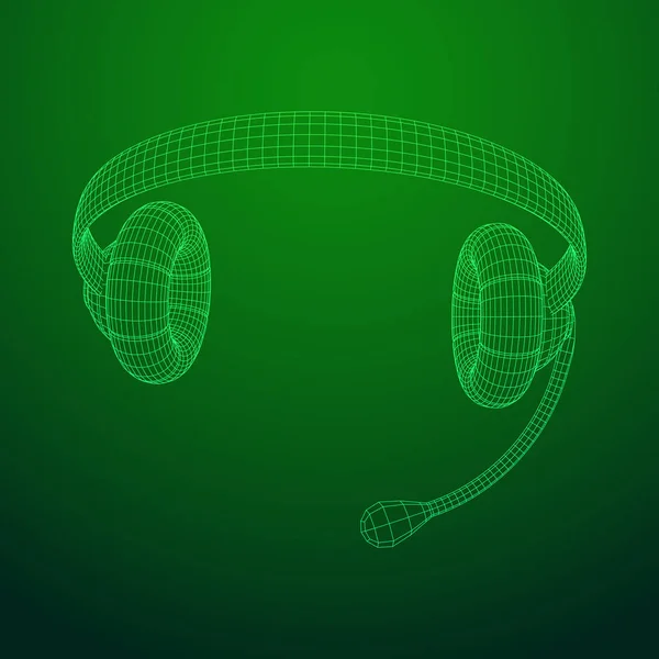 Headphone ou fone de ouvido para suporte wireframe —  Vetores de Stock