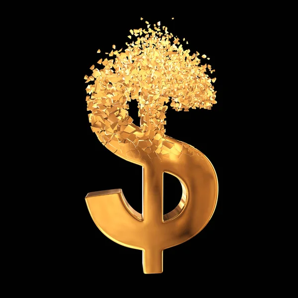 Brutna guld Dollar logga 3d — Stockfoto