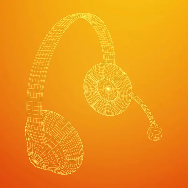 Headphone or headset for support wireframe — Stock Vector