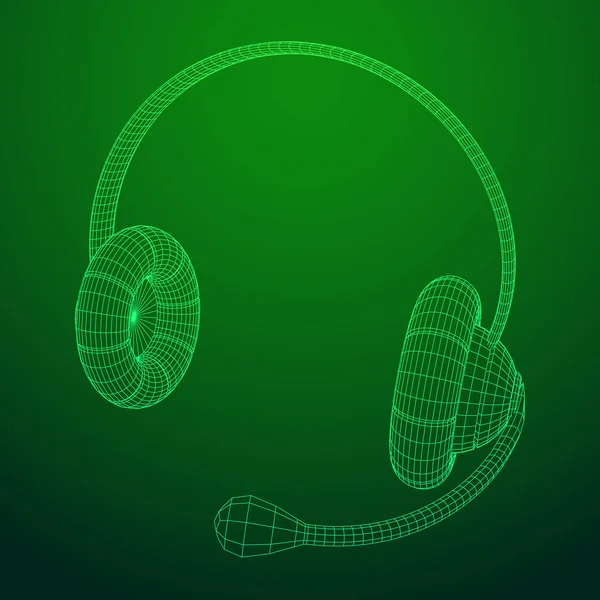 Headphone or headset for support wireframe — Stock Vector