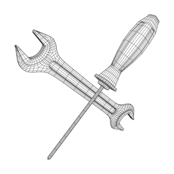 Clé et tournevis. Outil de réparation de clé . — Image vectorielle