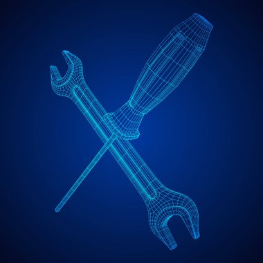 İngiliz anahtarı ve tornavida. Somun anahtarı onarım aracı.