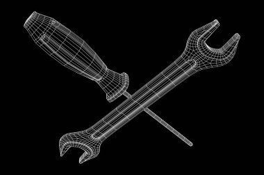 İngiliz anahtarı ve tornavida. Somun anahtarı onarım aracı.