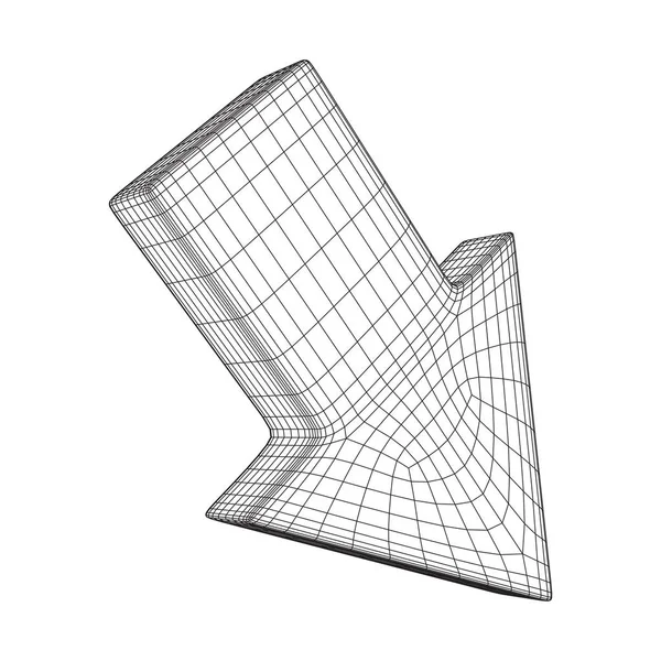 Drátový model arrow nízké poly — Stockový vektor