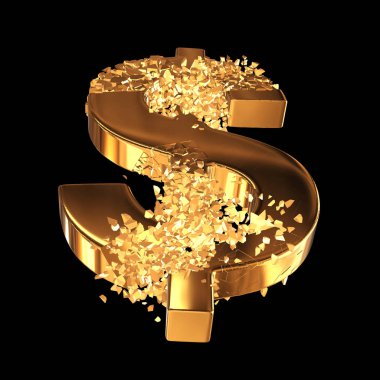 Kırık altın dolar işareti 3d