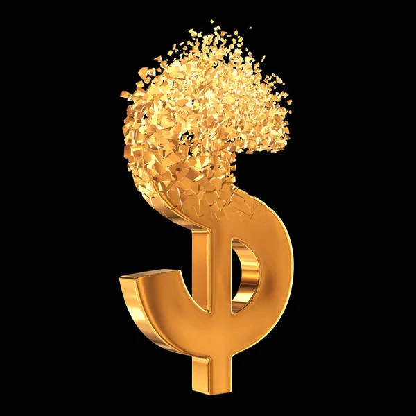 Fractured Gold Dollar sign 3d