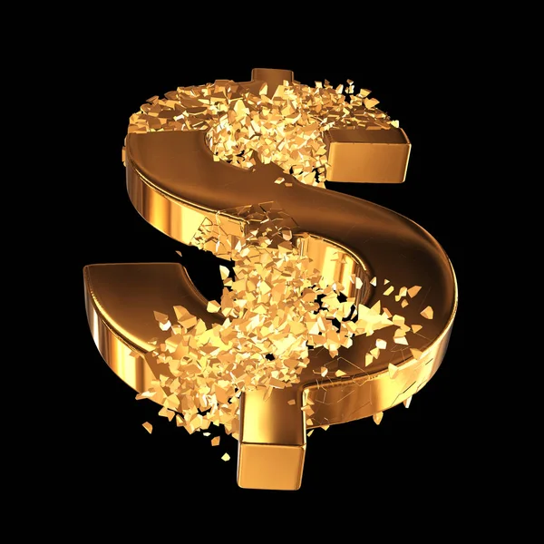 Fractured Gold Dollar sign 3d