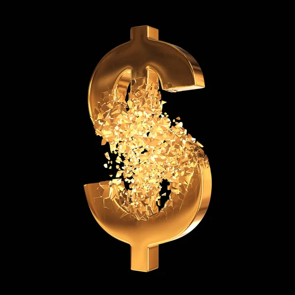 Fractured Gold Dollar sign 3d