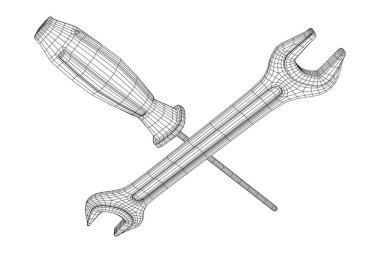 İngiliz anahtarı ve tornavida. Somun anahtarı onarım aracı.