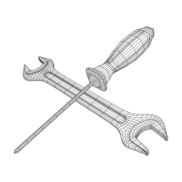 Llave y destornillador. Herramienta de reparación Spanner . — Archivo Imágenes Vectoriales