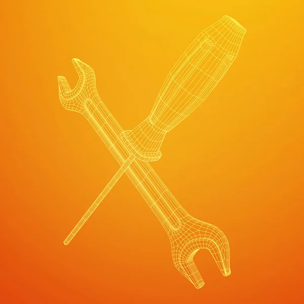 Llave y destornillador. Herramienta de reparación Spanner . — Vector de stock