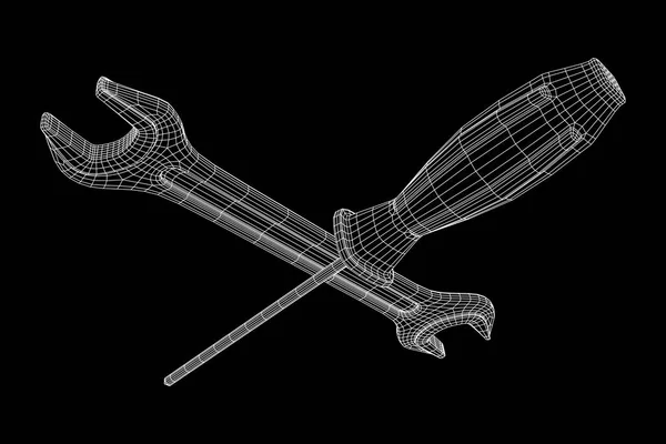 Llave y destornillador. Herramienta de reparación Spanner . — Archivo Imágenes Vectoriales