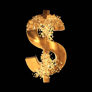 Kırık altın dolar işareti 3d