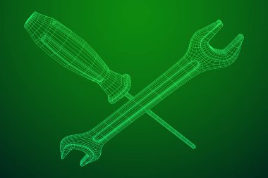 İngiliz anahtarı ve tornavida. Somun anahtarı onarım aracı.