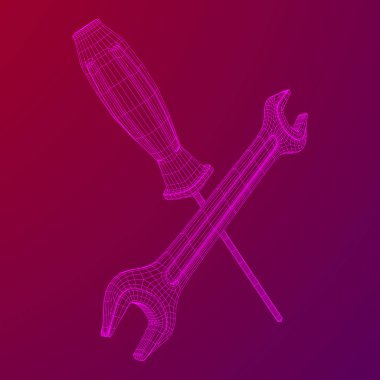 İngiliz anahtarı ve tornavida. Somun anahtarı onarım aracı.